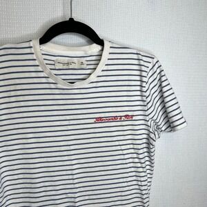 Abercrombie & Fitch Mens Striped Logo Tee‎ XS Crewneck Short Sleeve
